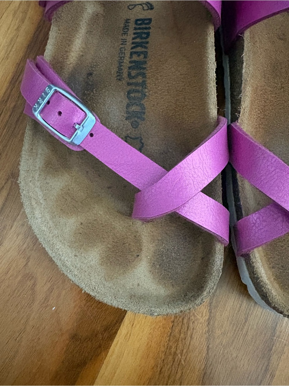 Birkenstock Women’s Fuchsia Multi-Strap Cork Sandals - Picture 8 of 14